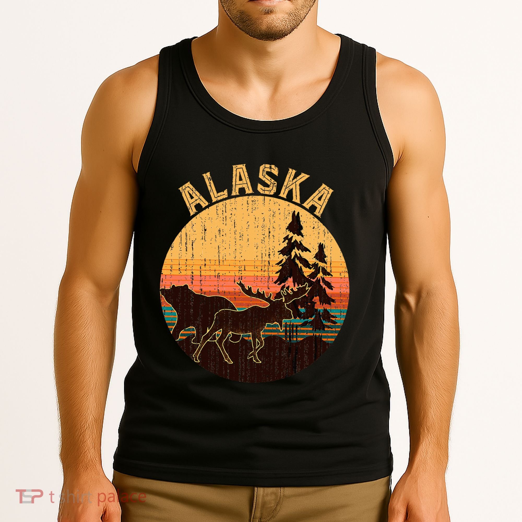 Nature Willdife Bear Moose Alaskan Animal Forest Alaska Tank Top