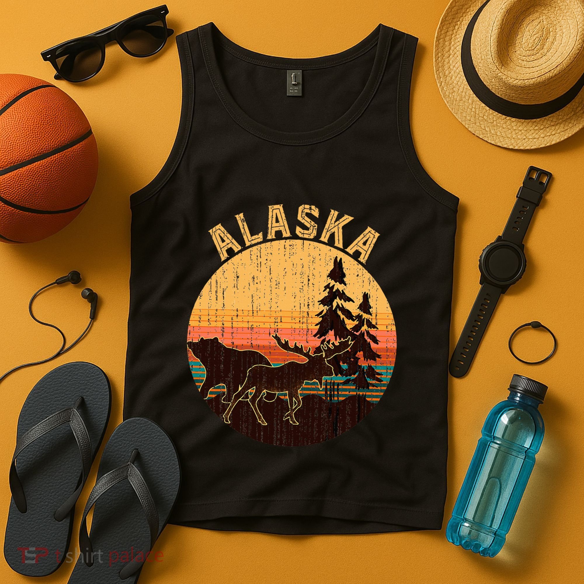 Nature Willdife Bear Moose Alaskan Animal Forest Alaska Tank Top