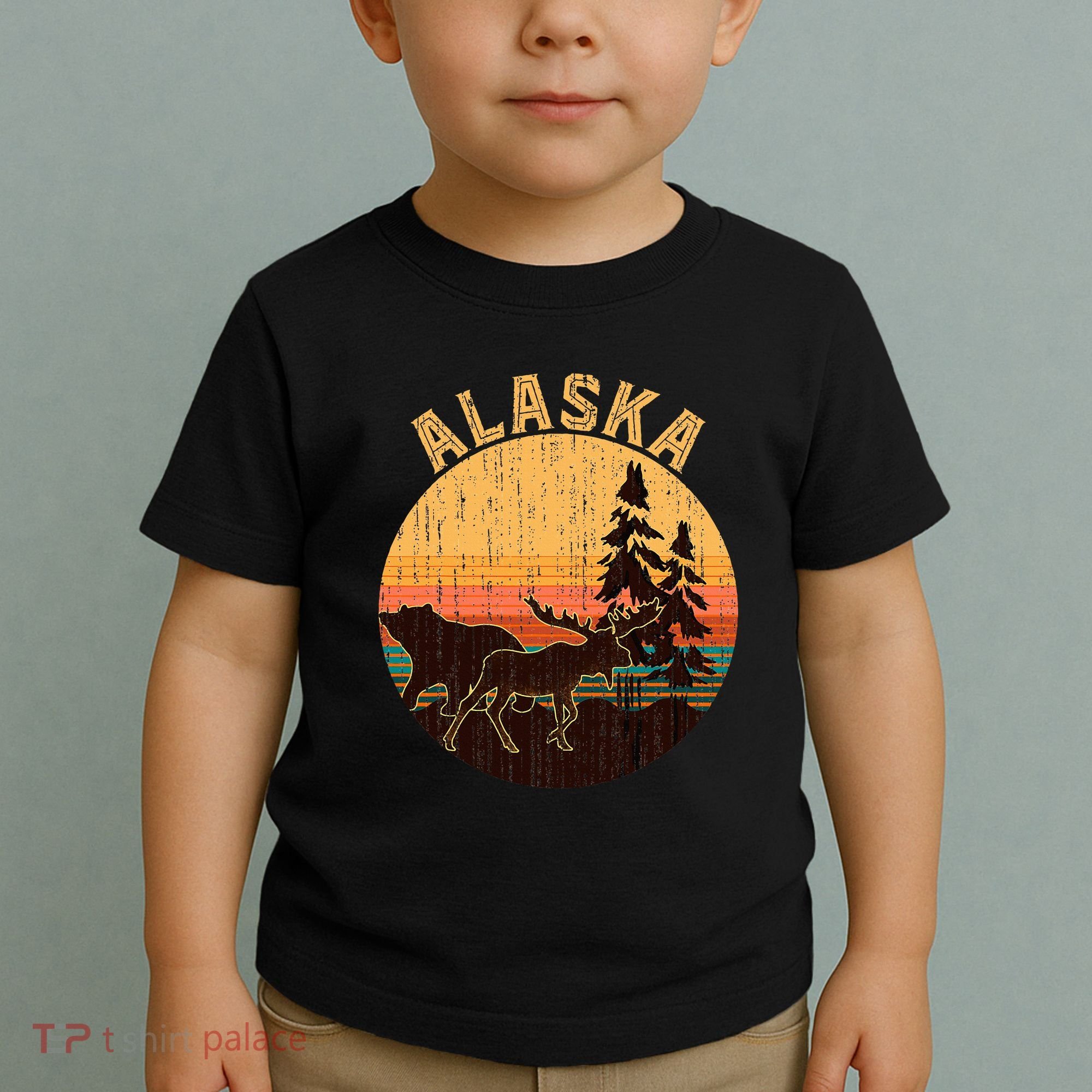 Nature Willdife Bear Moose Alaskan Animal Forest Alaska Toddler T-Shirt