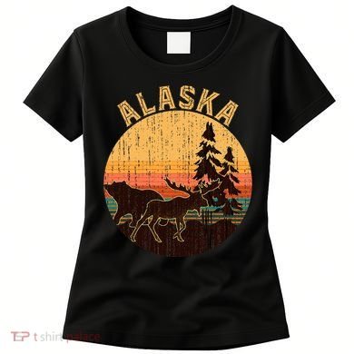 Nature Willdife Bear Moose Alaskan Animal Forest Alaska Women's T-Shirt