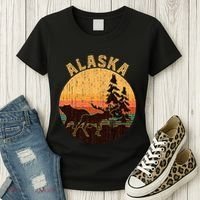 Nature Willdife Bear Moose Alaskan Animal Forest Alaska Women's T-Shirt thumb 3