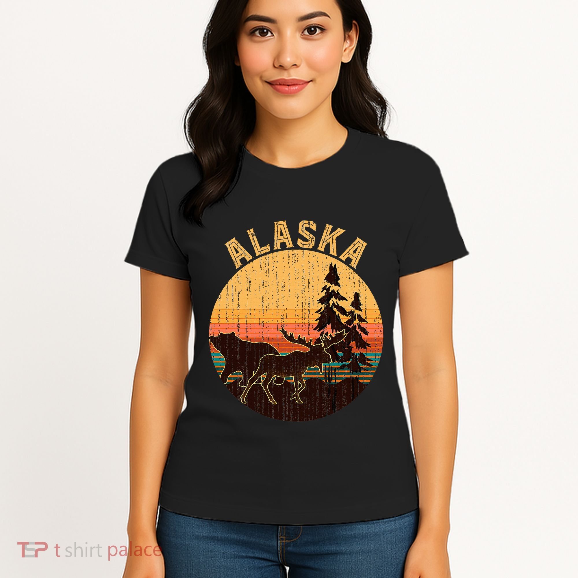 Nature Willdife Bear Moose Alaskan Animal Forest Alaska Women's T-Shirt