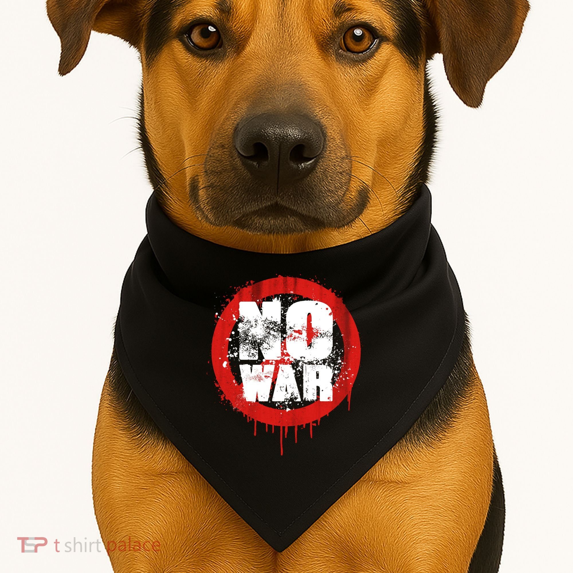 No War Distressed Grunge Paint  USA-Made Doggie Bandana