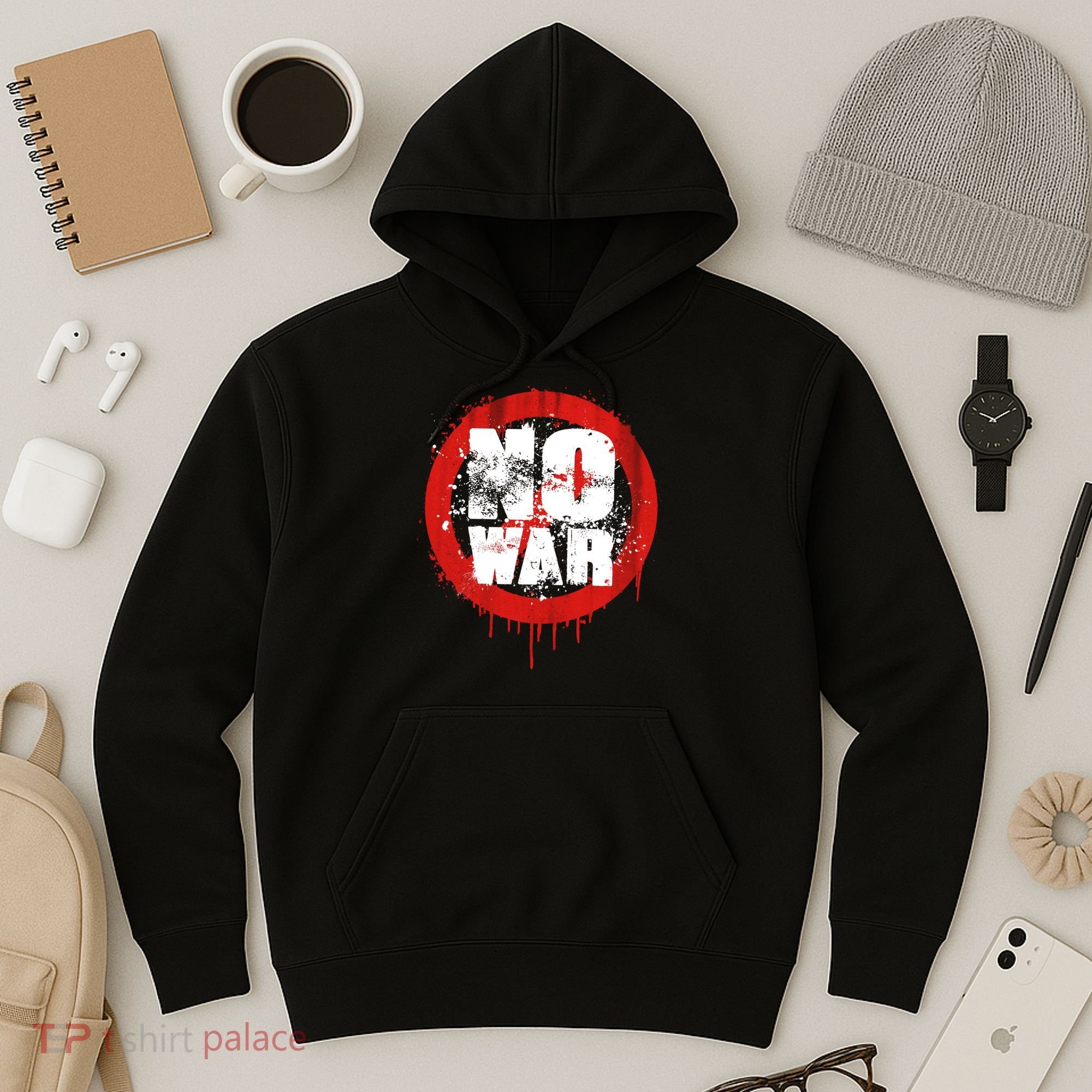 No War Distressed Grunge Paint  Hoodie