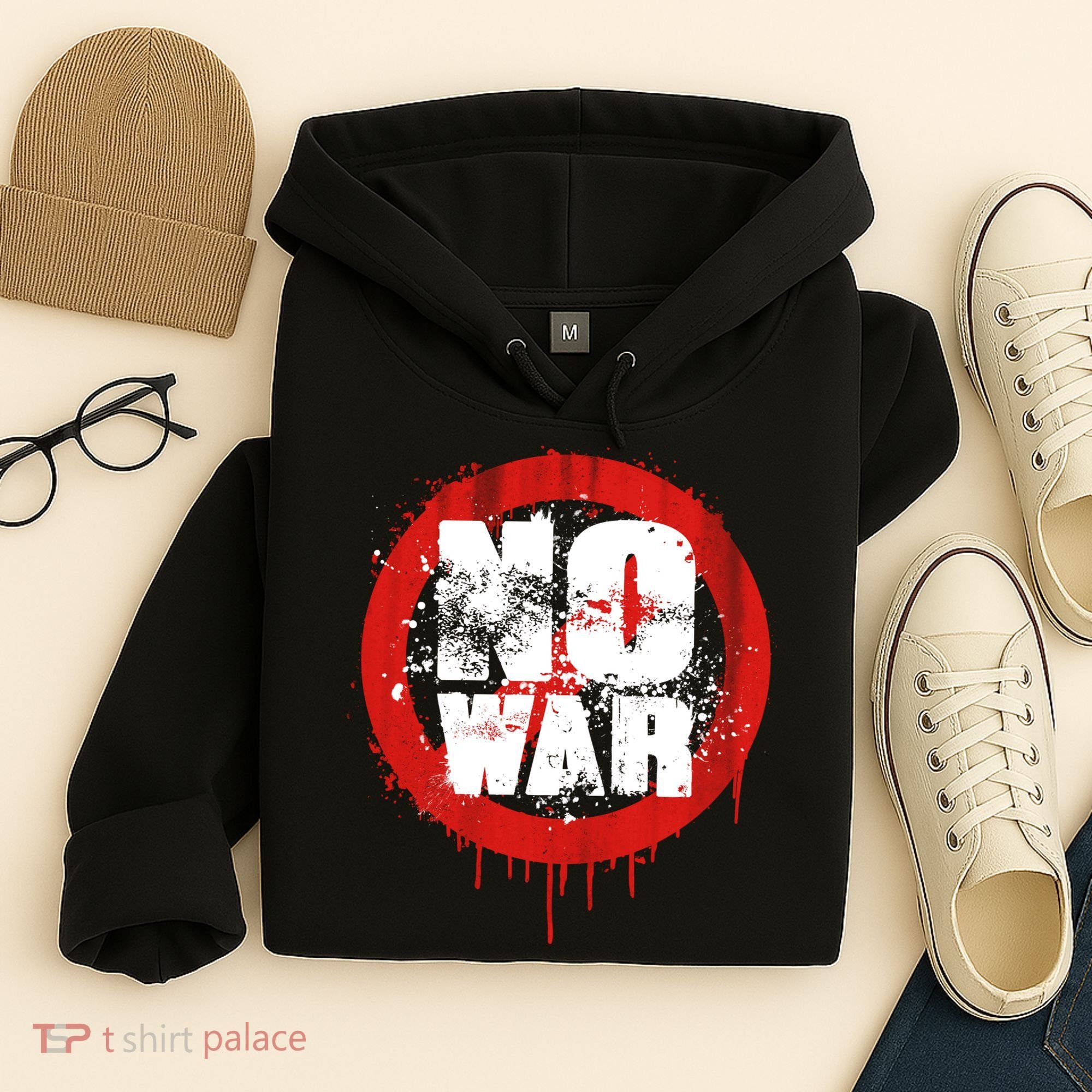 No War Distressed Grunge Paint  Hoodie