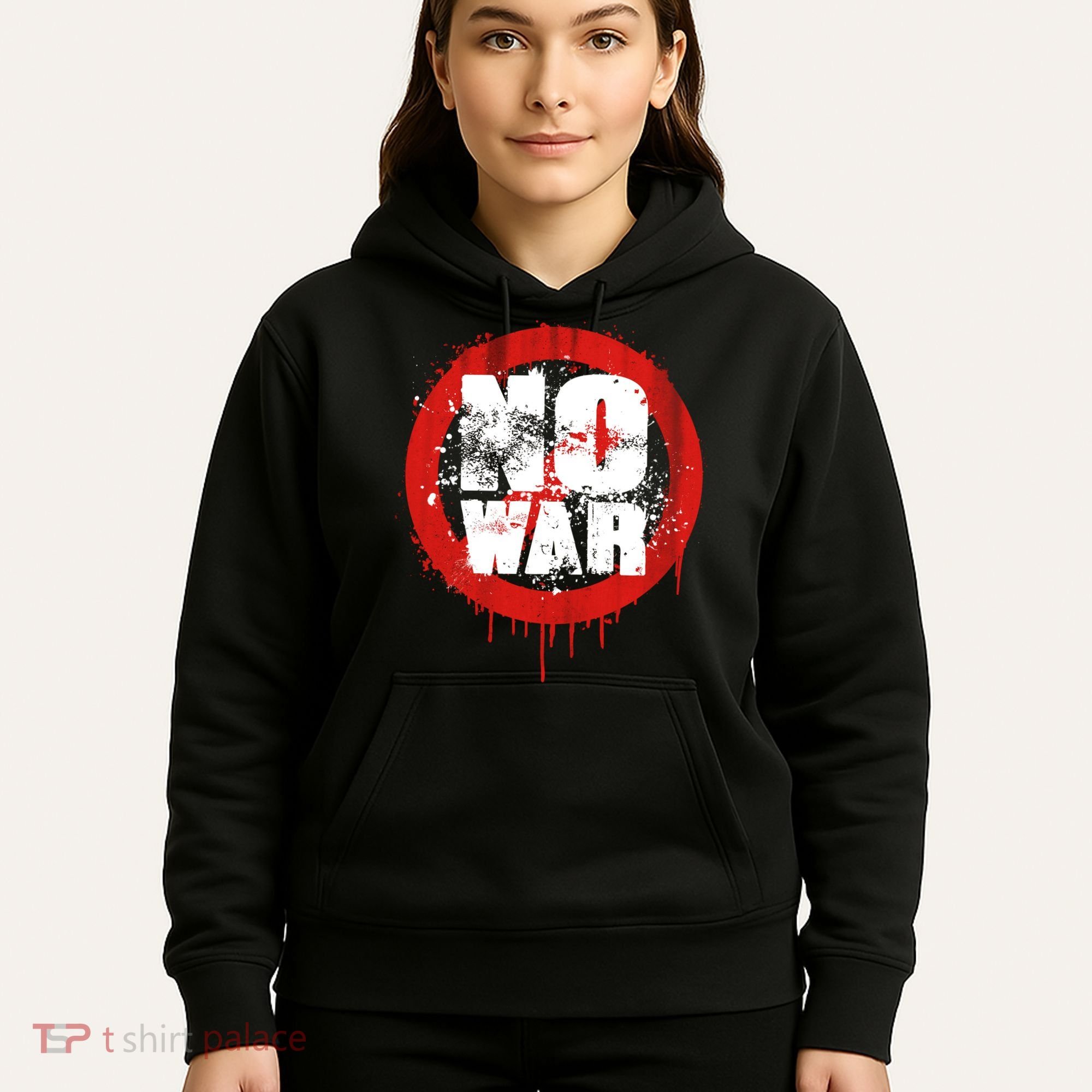 No War Distressed Grunge Paint  Hoodie