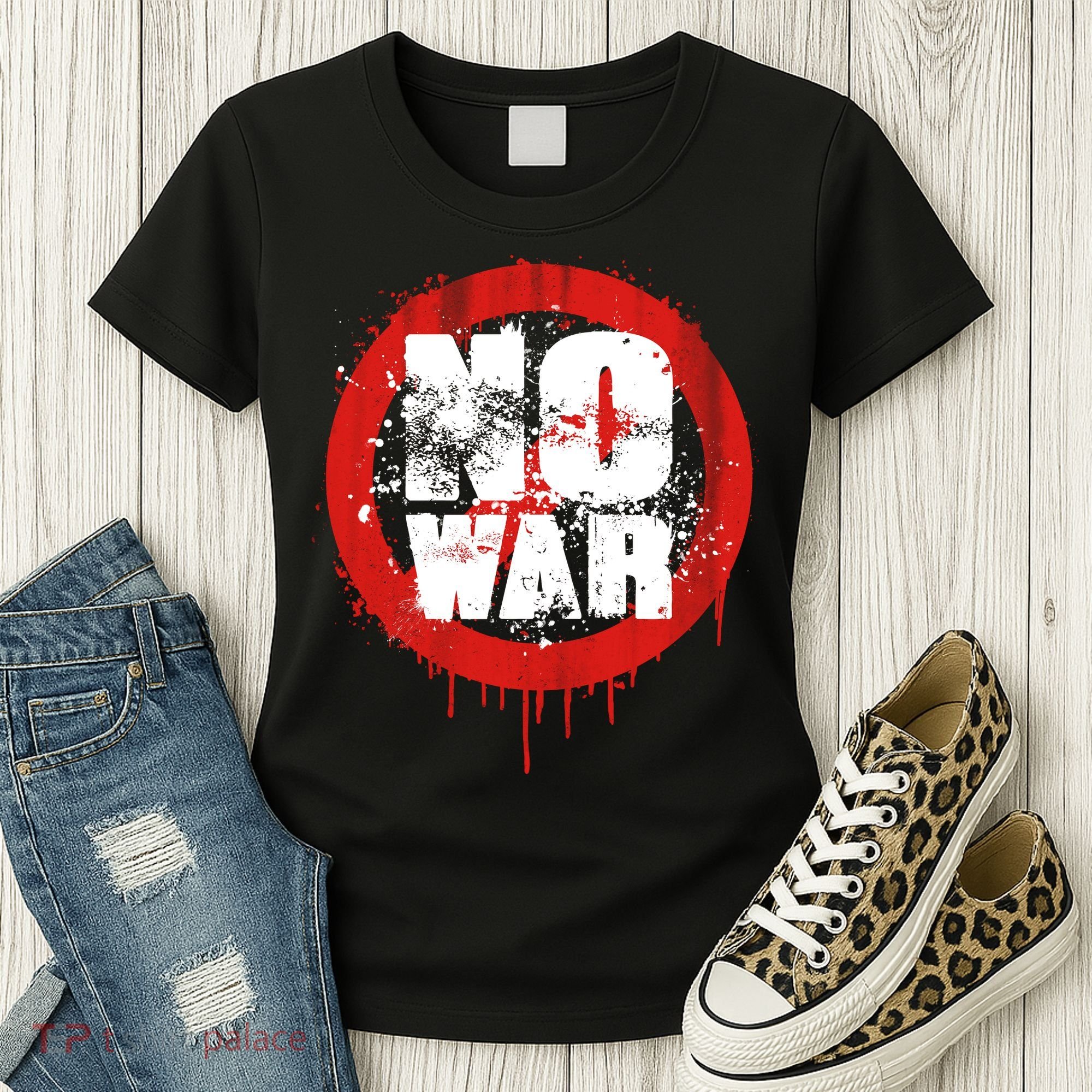 No War Distressed Grunge Paint  Women's T-Shirt