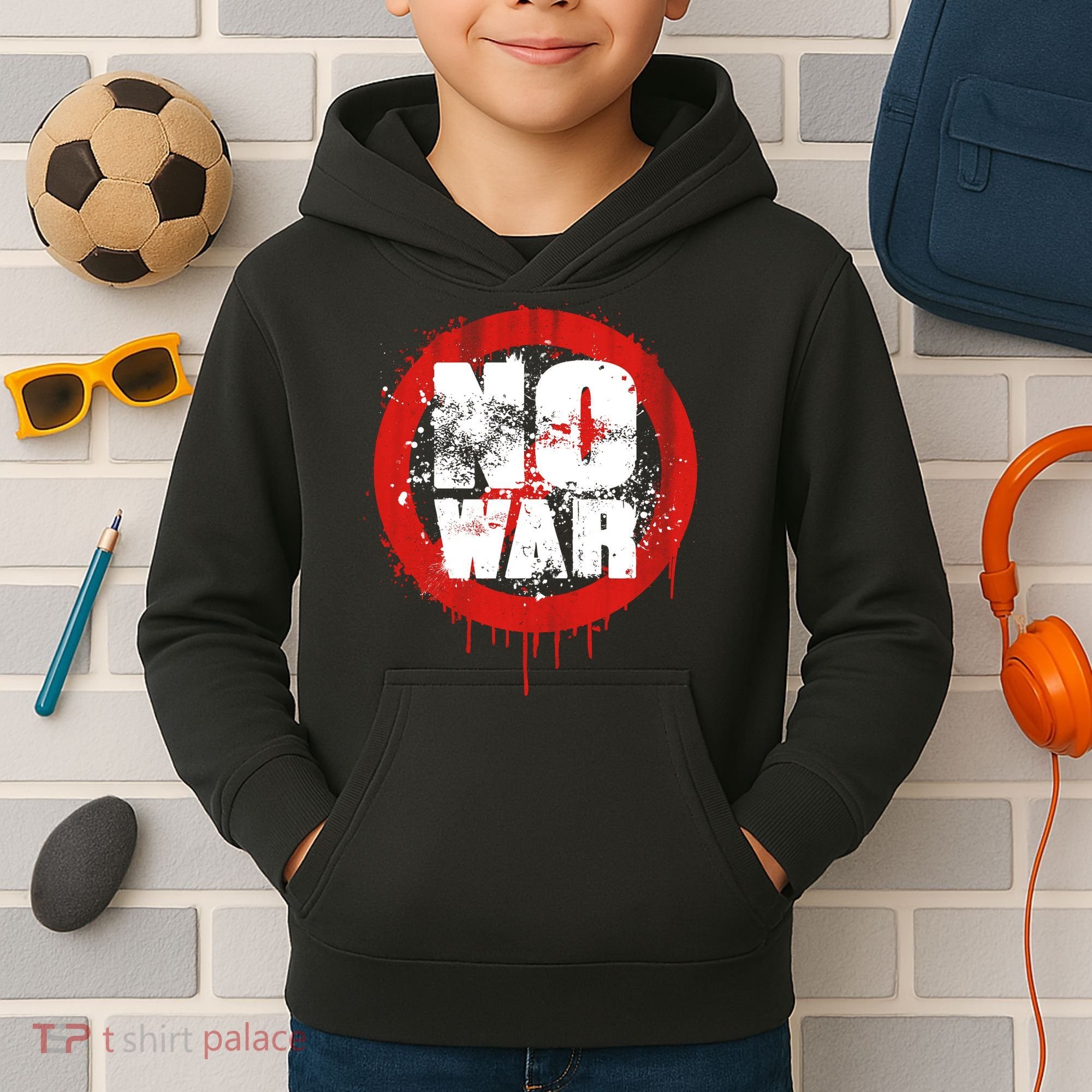 No War Distressed Grunge Paint  Kids Hoodie