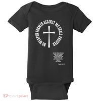No Weapon Formed Against Me Shall Proser Jesus Is King Christian Baby Bodysuit thumb 0