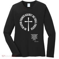No Weapon Formed Against Me Shall Proser Jesus Is King Christian Women's Long Sleeve Shirt thumb 0