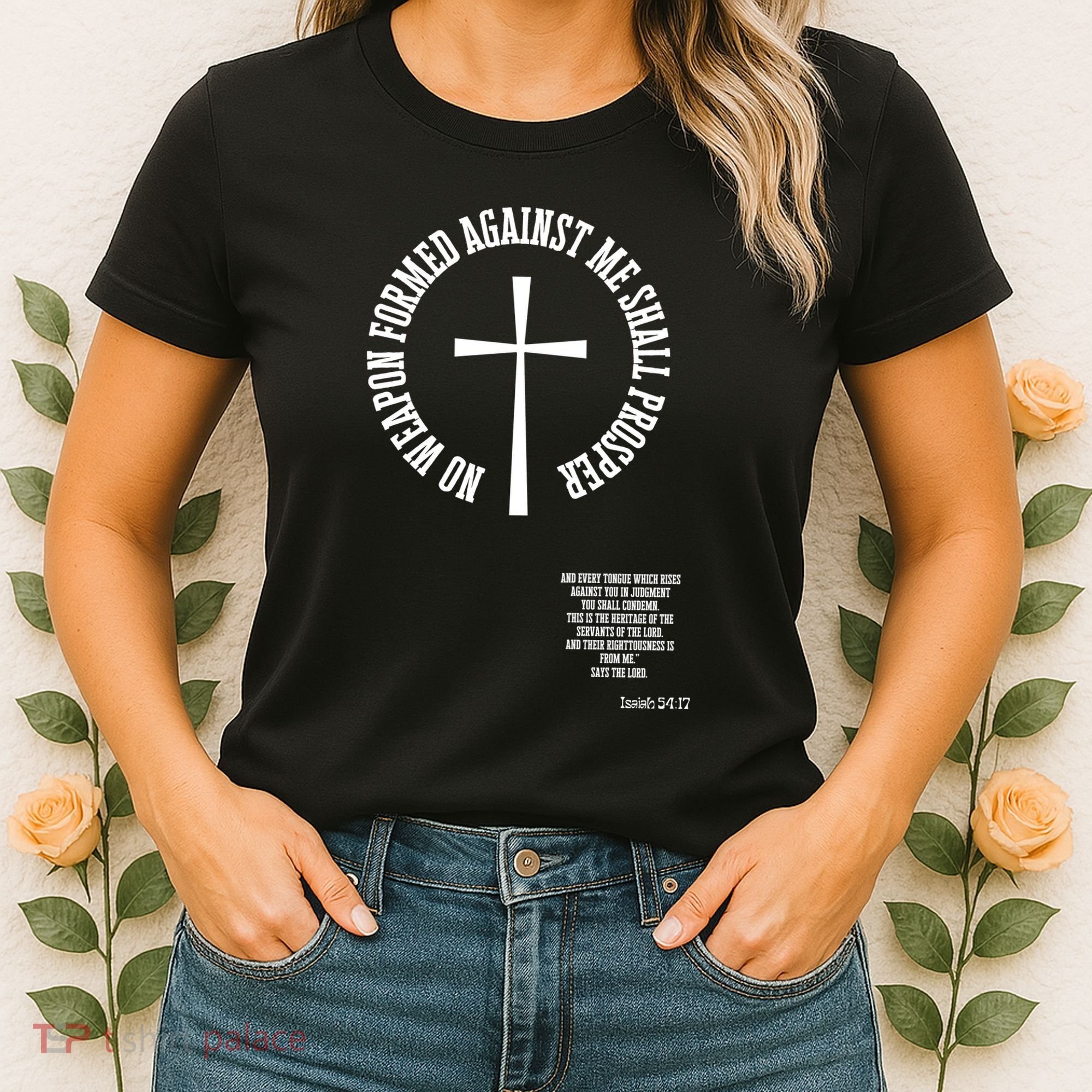 No Weapon Formed Against Me Shall Proser Jesus Is King Christian Women's T-Shirt