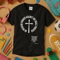 No Weapon Formed Against Me Shall Proser Jesus Is King Christian Kids T-Shirt thumb 3