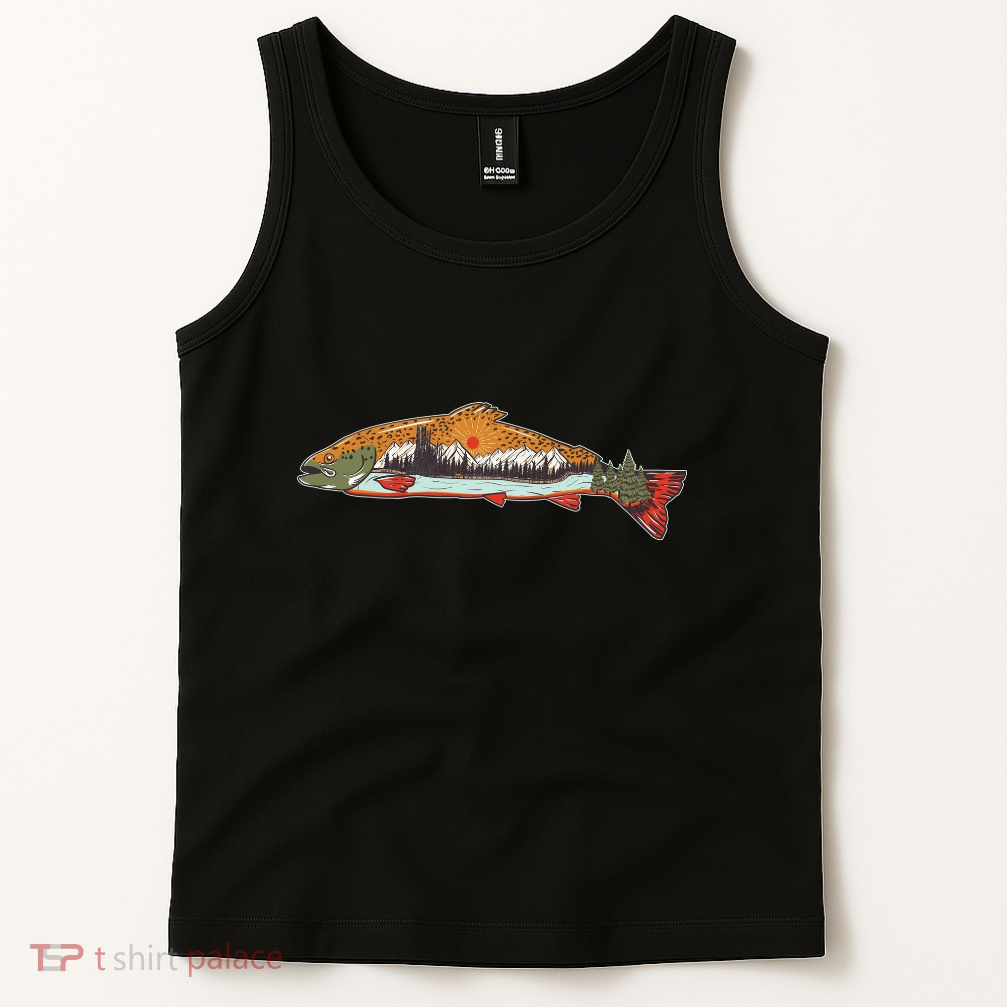 Nature Wilderness Fishing Fan Tank Top