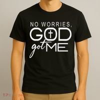 No Worries, God Got Me African American Christian Quote T-Shirt thumb 3