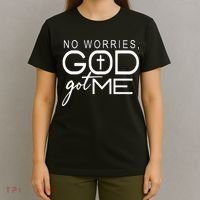 No Worries, God Got Me African American Christian Quote T-Shirt thumb 4