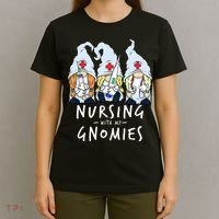 Nursing With My Gnomies Of Nurse Gnome In Scrubs For Women T-Shirt thumb 4