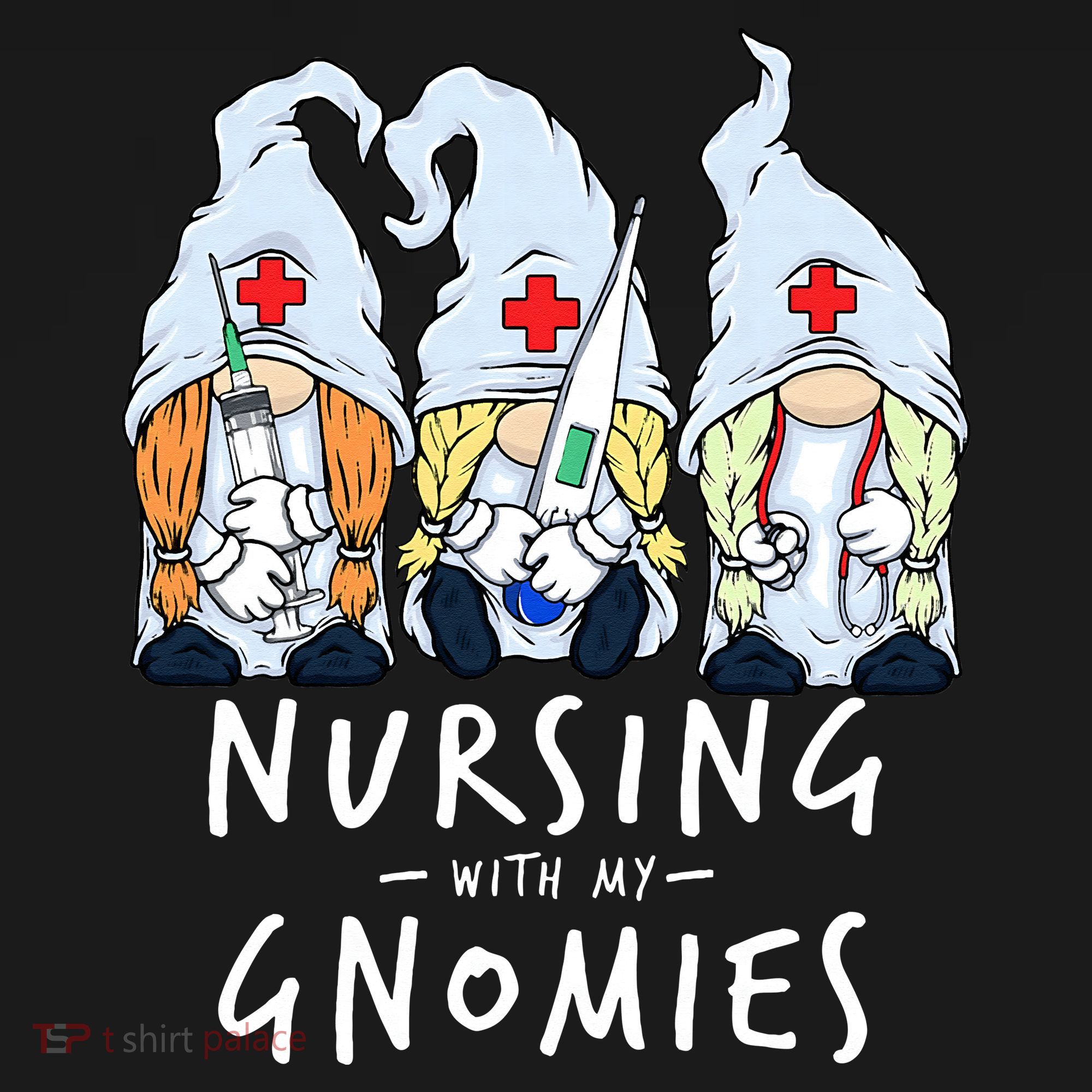 Nursing With My Gnomies Of Nurse Gnome In Scrubs For Women T-Shirt