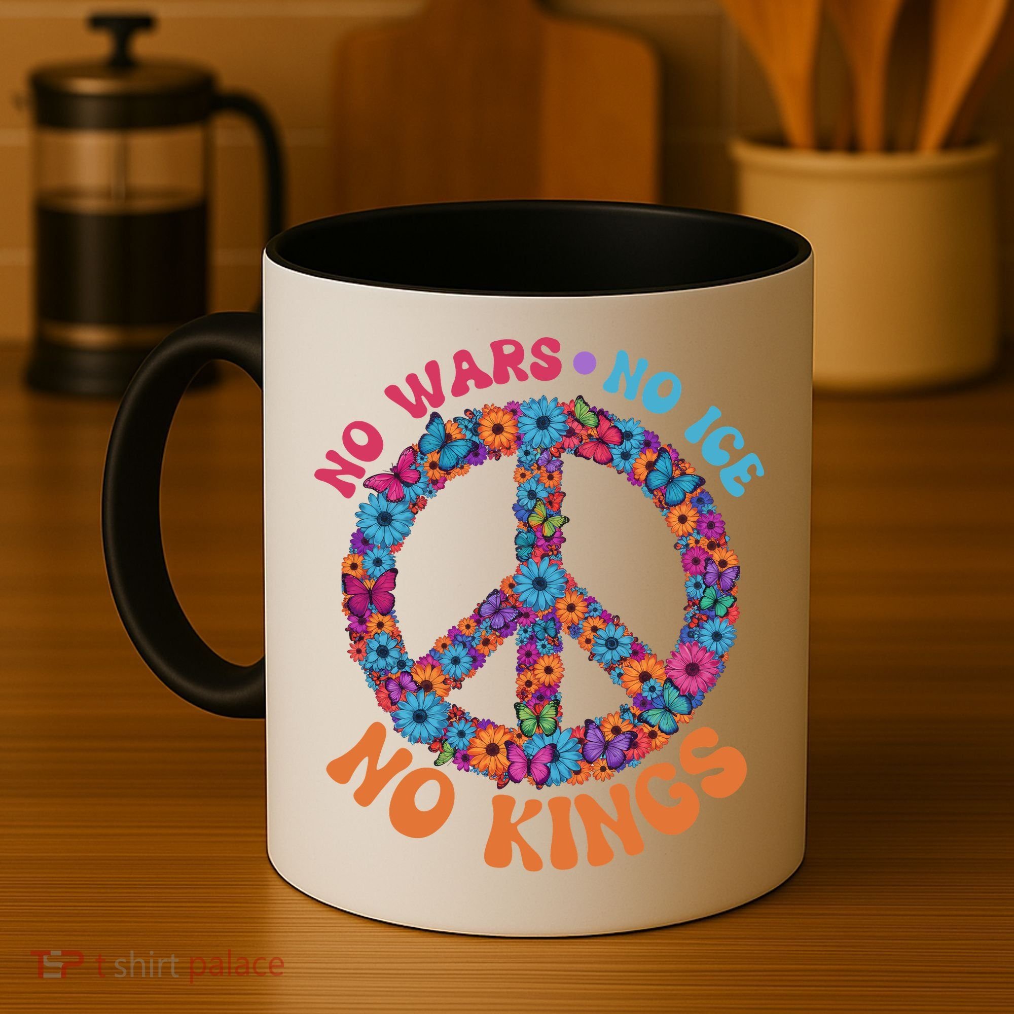 No Wars No Ice No Kings Boho Hippie Flower Peace Symbol Coffee Mug