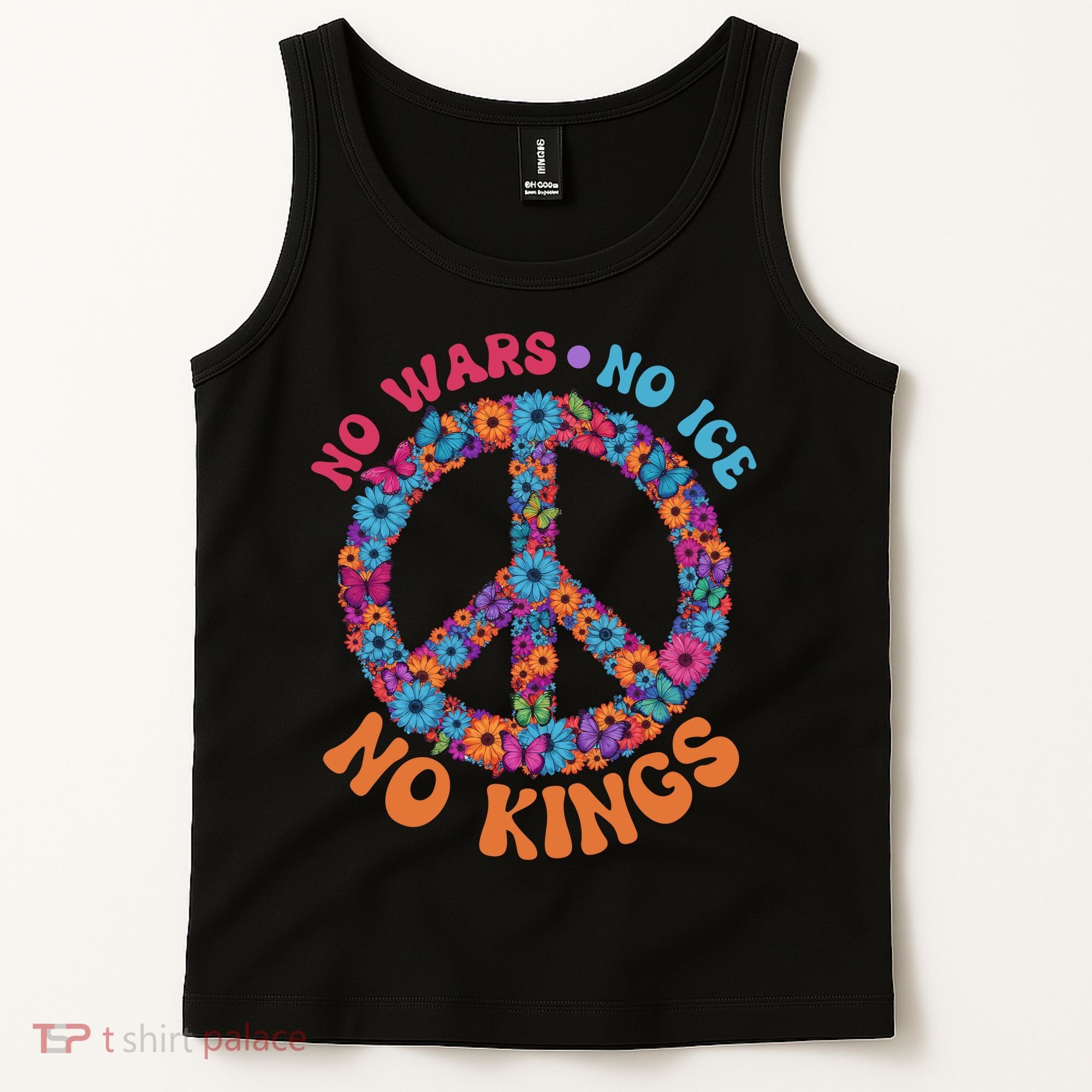 No Wars No Ice No Kings Boho Hippie Flower Peace Symbol Tank Top
