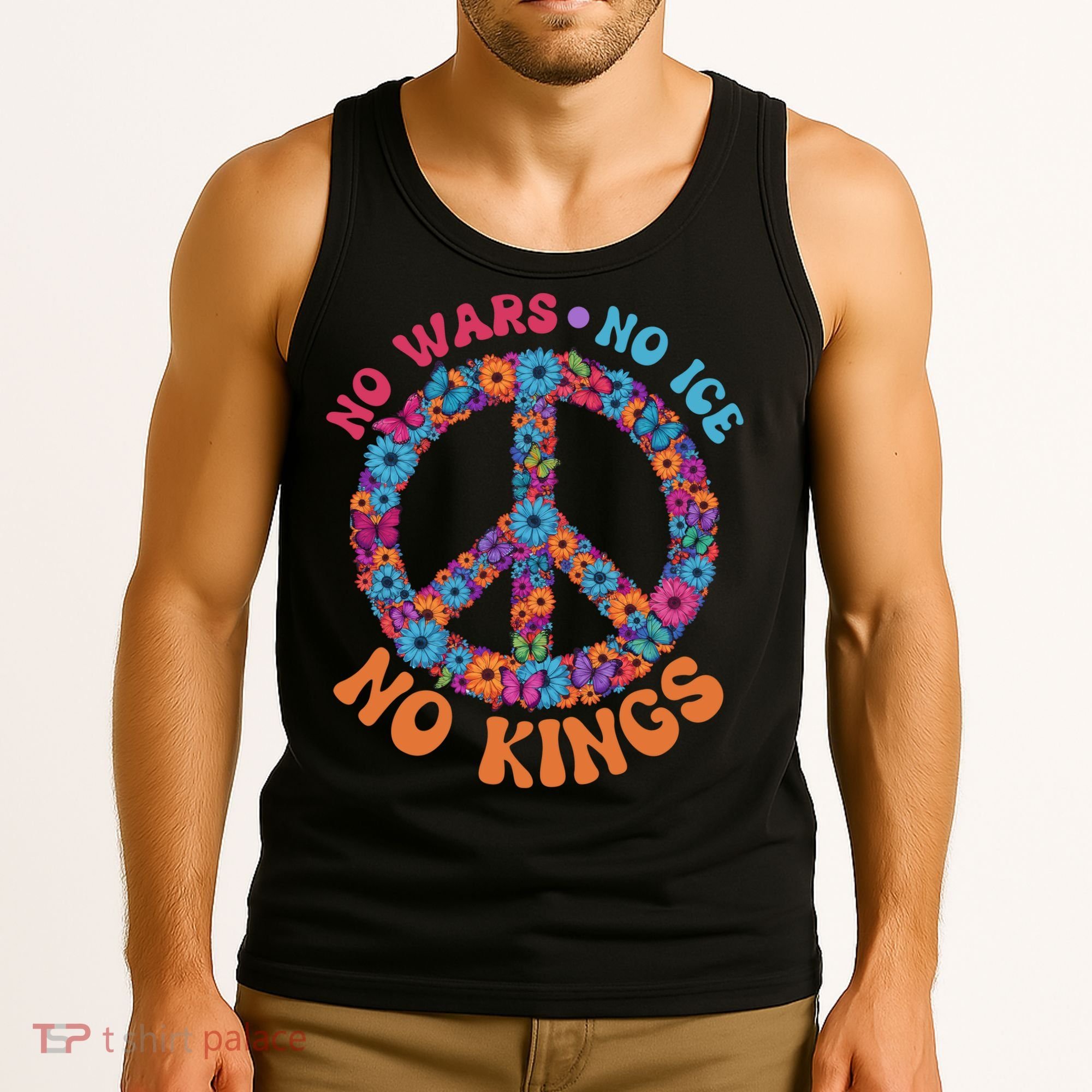 No Wars No Ice No Kings Boho Hippie Flower Peace Symbol Tank Top