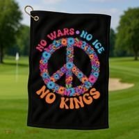No Wars No Ice No Kings Boho Hippie Flower Peace Symbol Golf Towel thumb 1