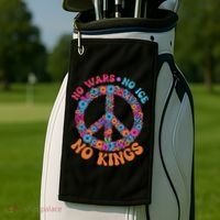 No Wars No Ice No Kings Boho Hippie Flower Peace Symbol Golf Towel thumb 2