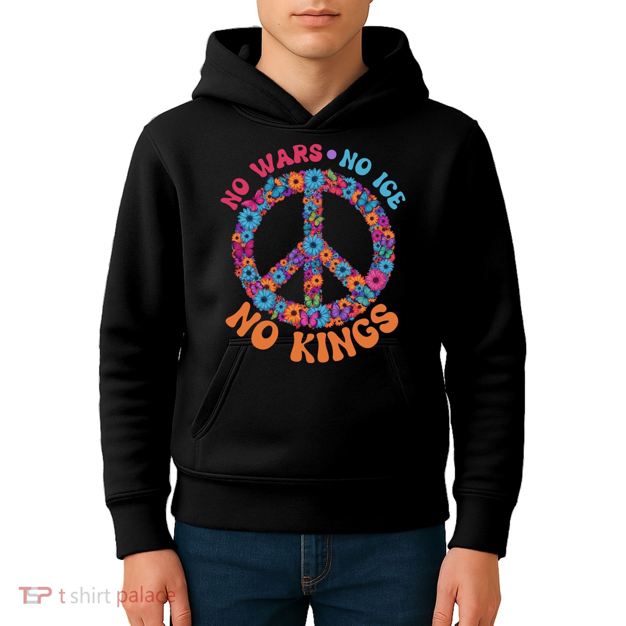 No Wars No Ice No Kings Boho Hippie Flower Peace Symbol Kids Hoodie