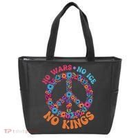 No Wars No Ice No Kings Boho Hippie Flower Peace Symbol Tote Bag thumb 0