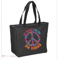No Wars No Ice No Kings Boho Hippie Flower Peace Symbol Tote Bag thumb 2