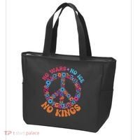 No Wars No Ice No Kings Boho Hippie Flower Peace Symbol Tote Bag thumb 3