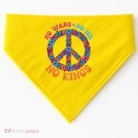 No Wars No Ice No Kings Boho Hippie Flower Peace Symbol USA-Made Doggie Bandana thumb 0