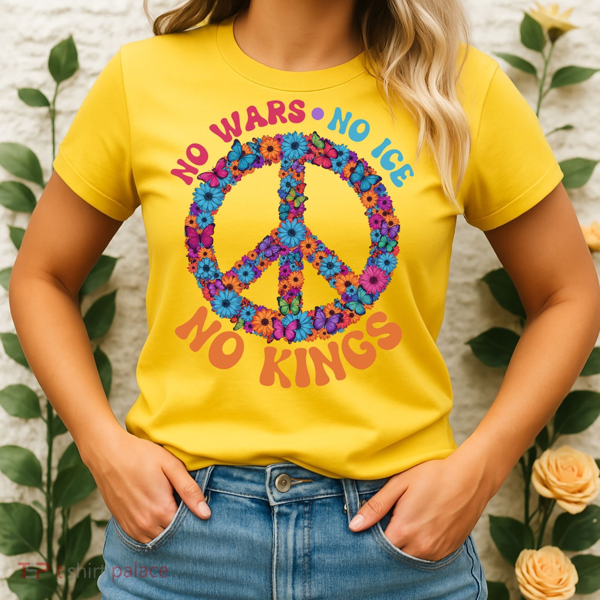 No Wars No Ice No Kings Boho Hippie Flower Peace Symbol Women's T-Shirt
