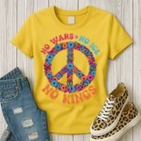 No Wars No Ice No Kings Boho Hippie Flower Peace Symbol Women's T-Shirt thumb 3