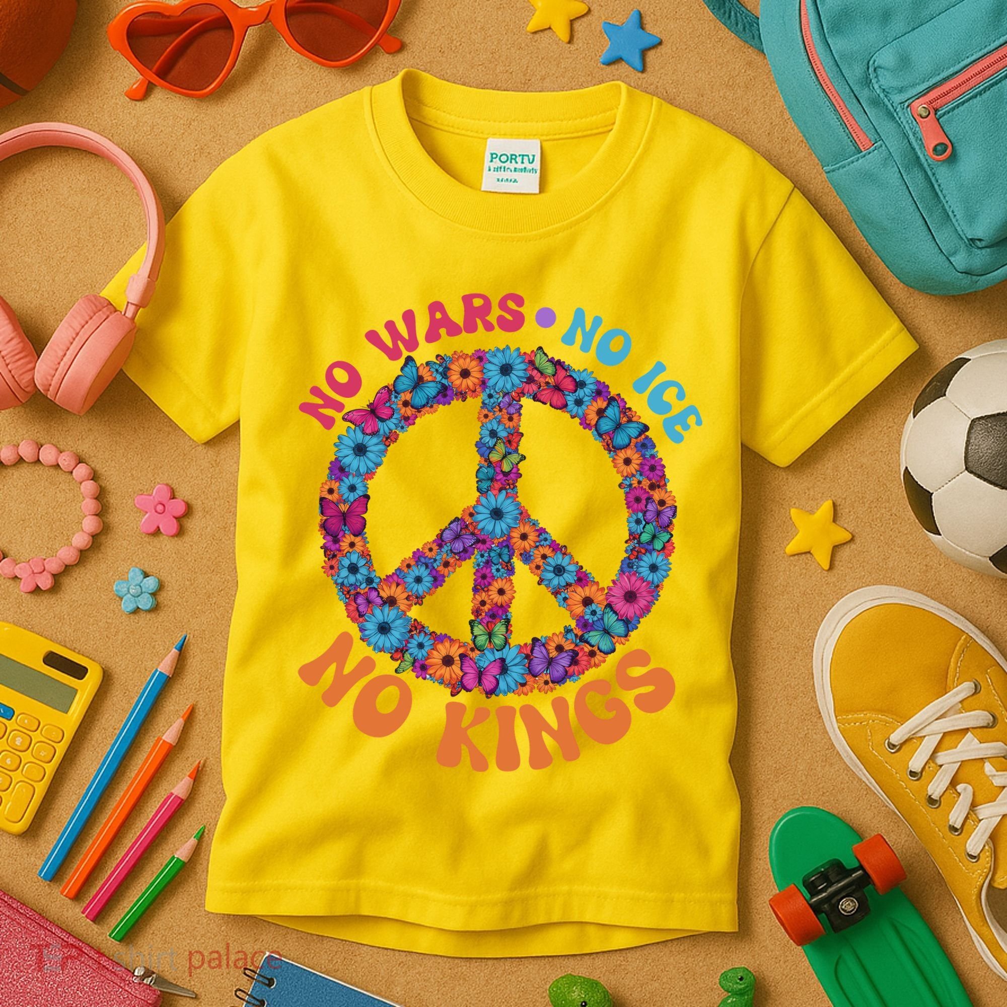 No Wars No Ice No Kings Boho Hippie Flower Peace Symbol Kids T-Shirt