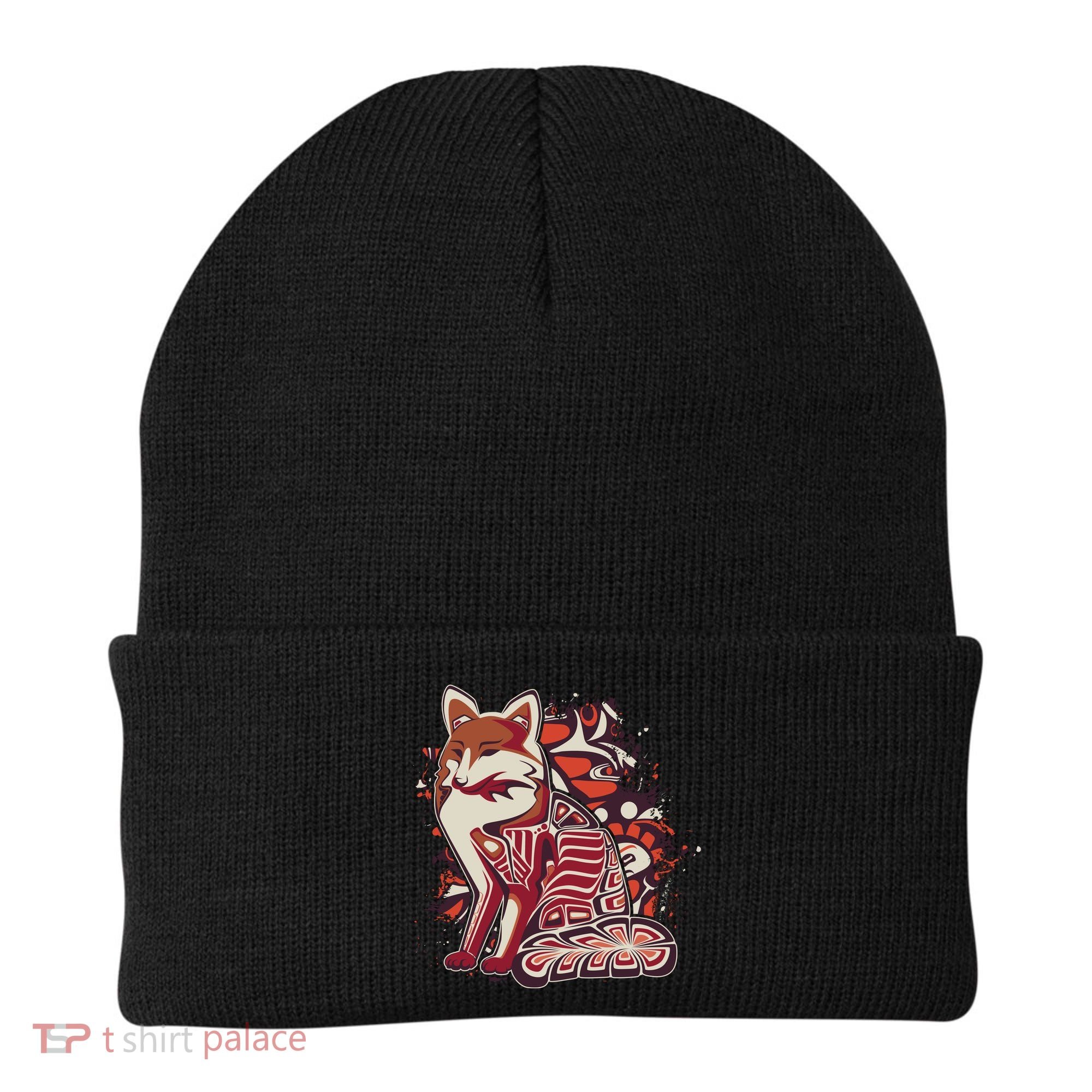 North West Native American Fox Pattern Beanie
