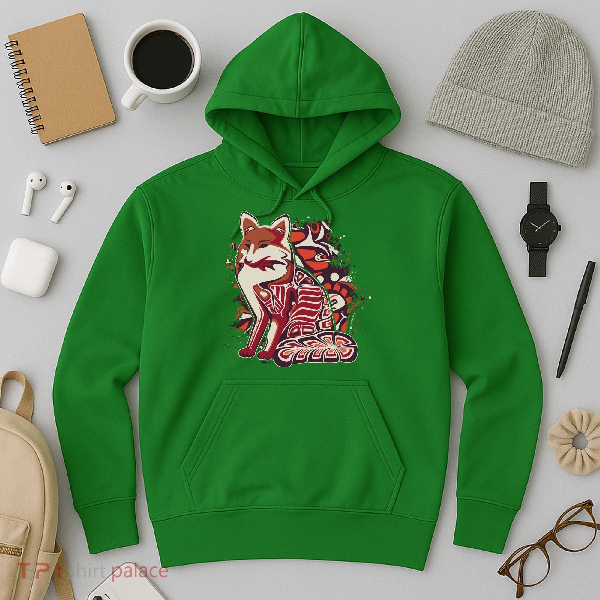 North West Native American Fox Pattern Hoodie