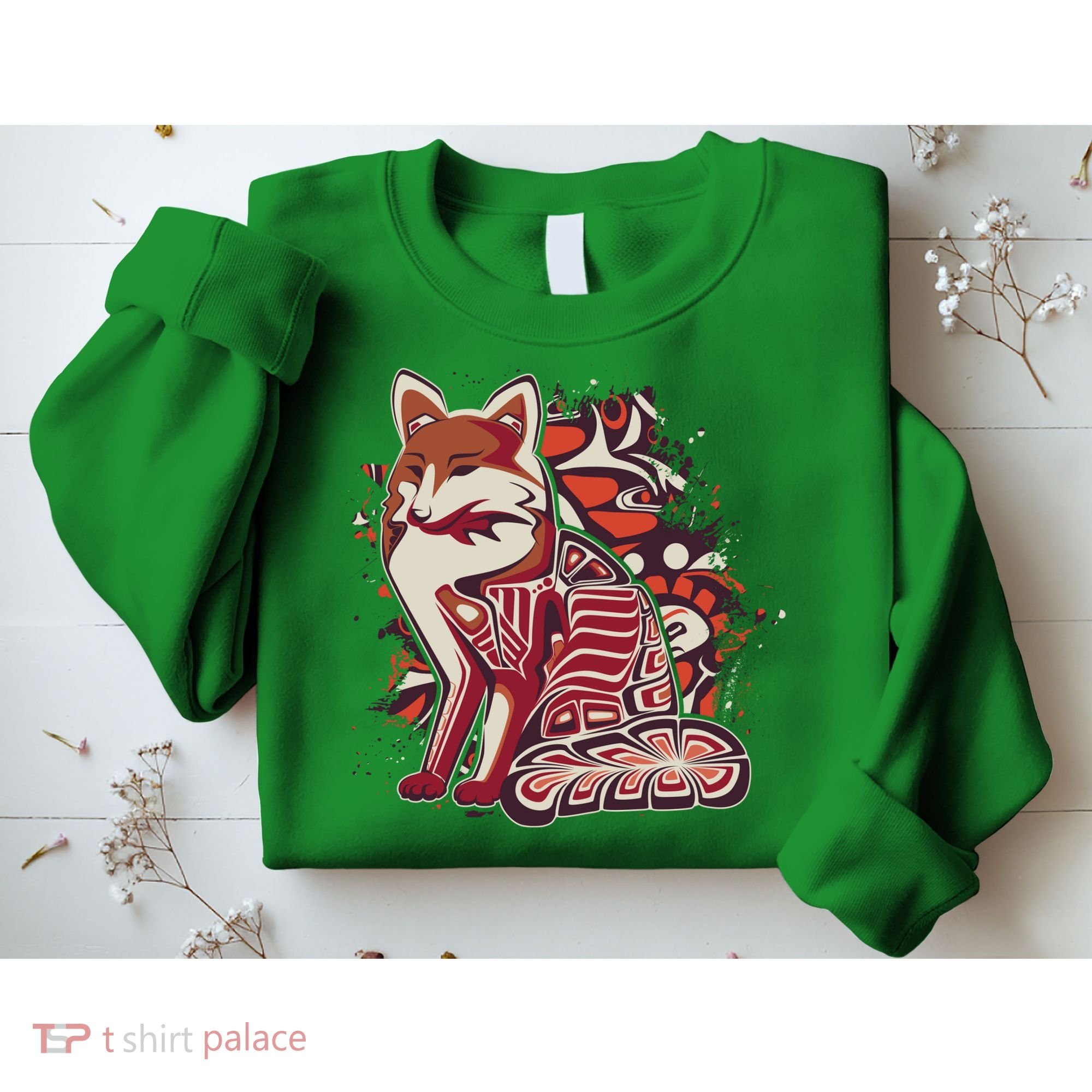 North West Native American Fox Pattern Sweatshirt