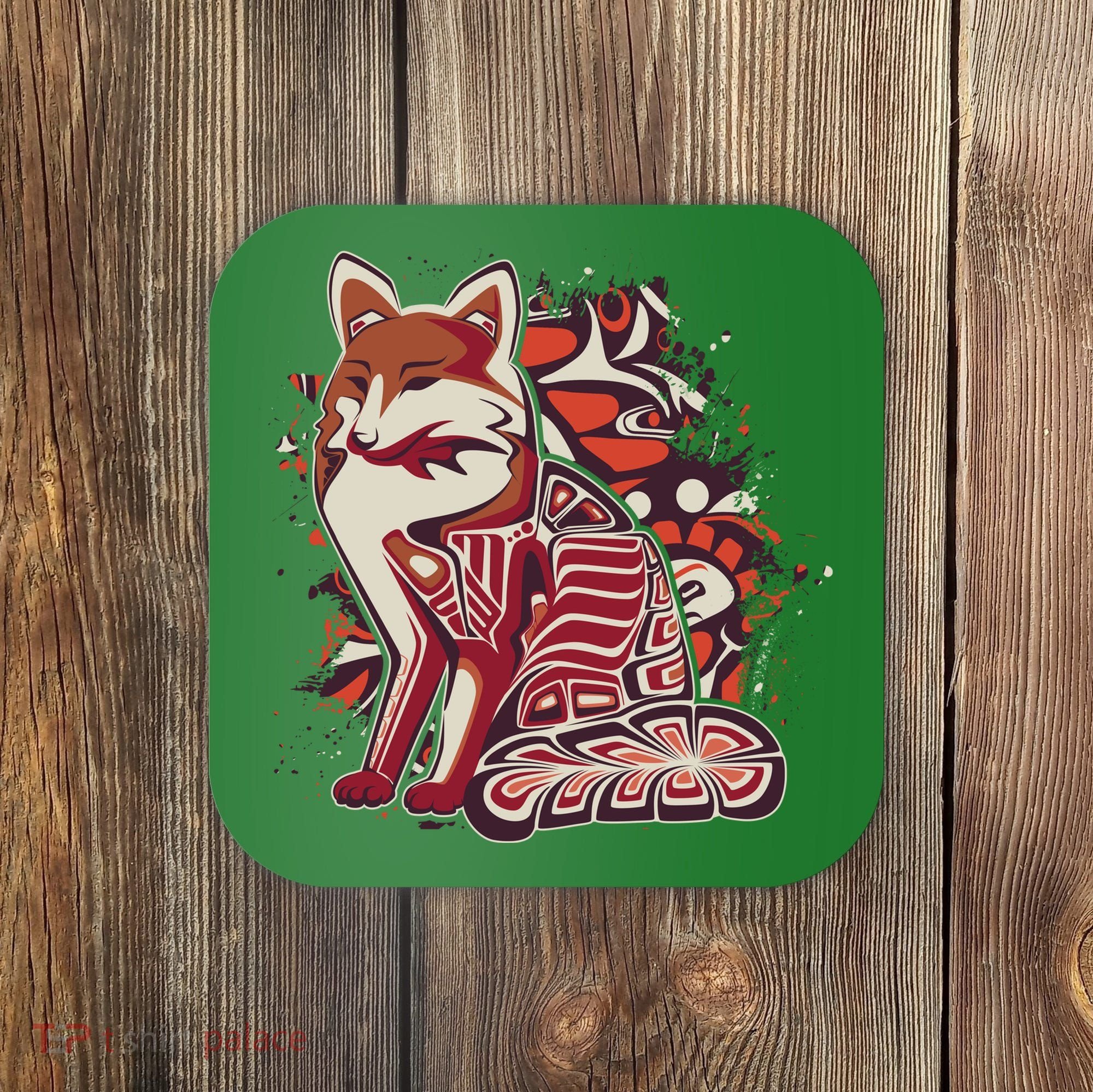 North West Native American Fox Pattern Coaster