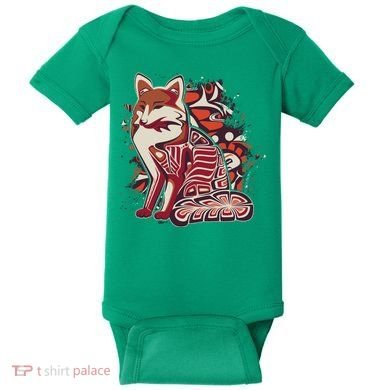 North West Native American Fox Pattern Baby Bodysuit
