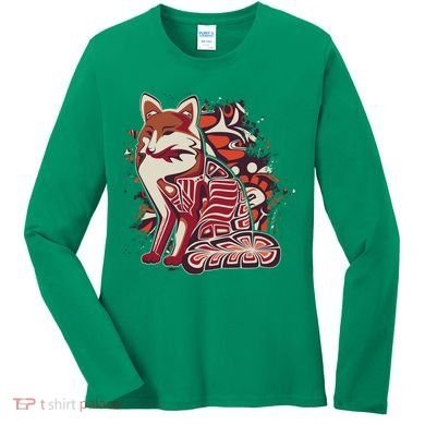 North West Native American Fox Pattern Women's Long Sleeve Shirt