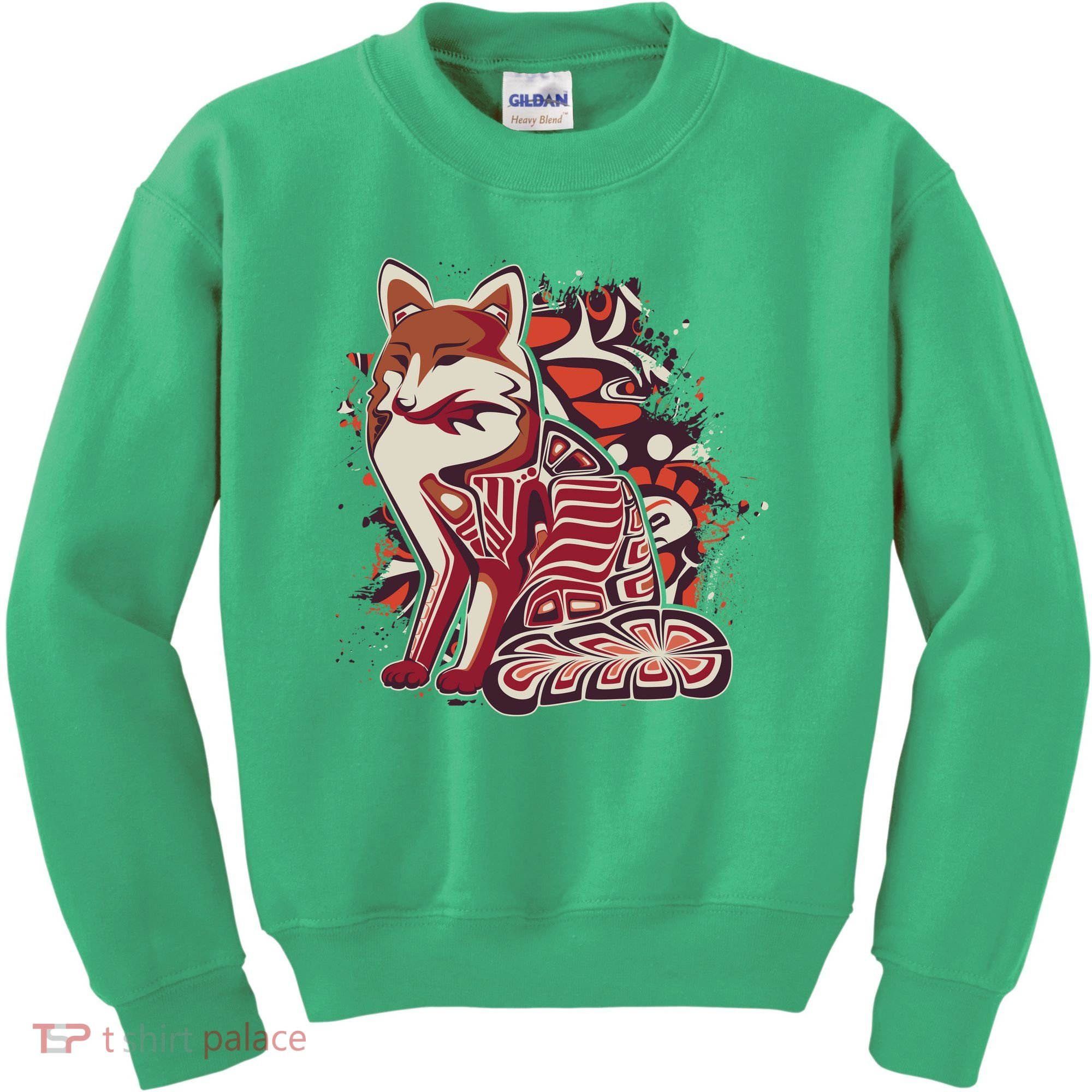 North West Native American Fox Pattern Kids Sweatshirt
