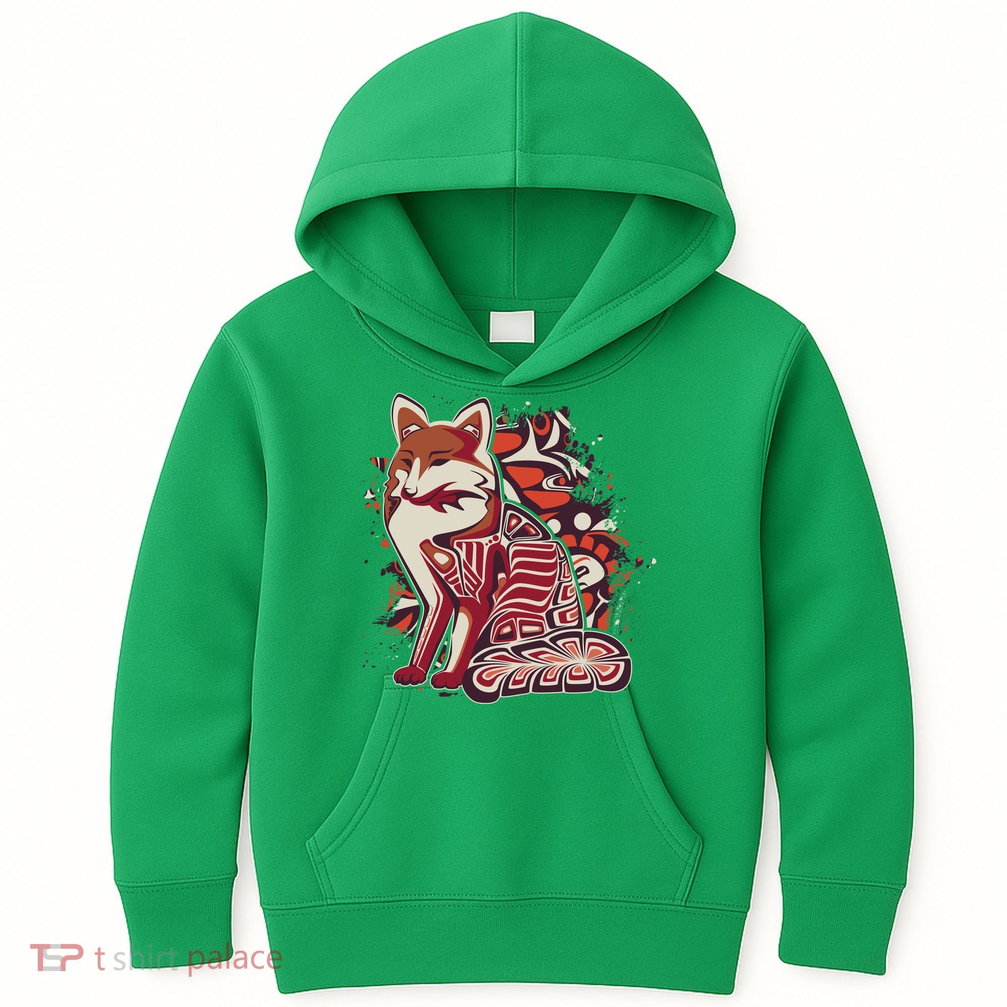 North West Native American Fox Pattern Kids Hoodie