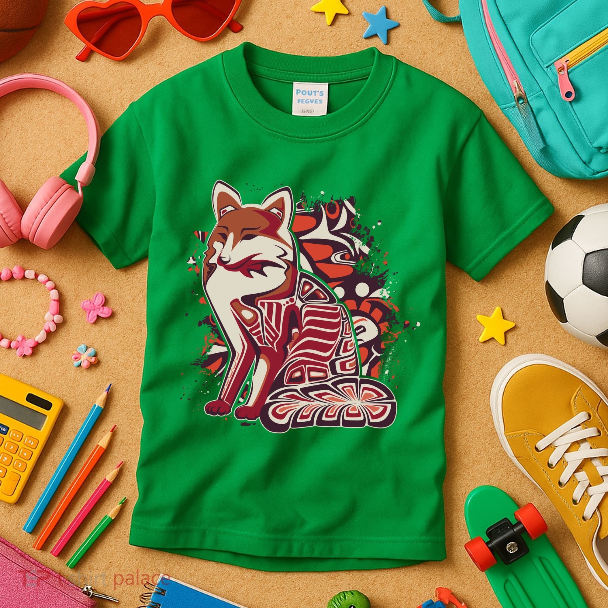 North West Native American Fox Pattern Kids T-Shirt