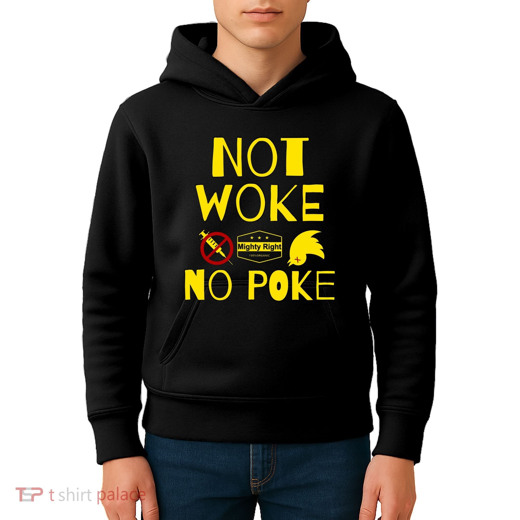 Not Woke, No Poke Kids Hoodie