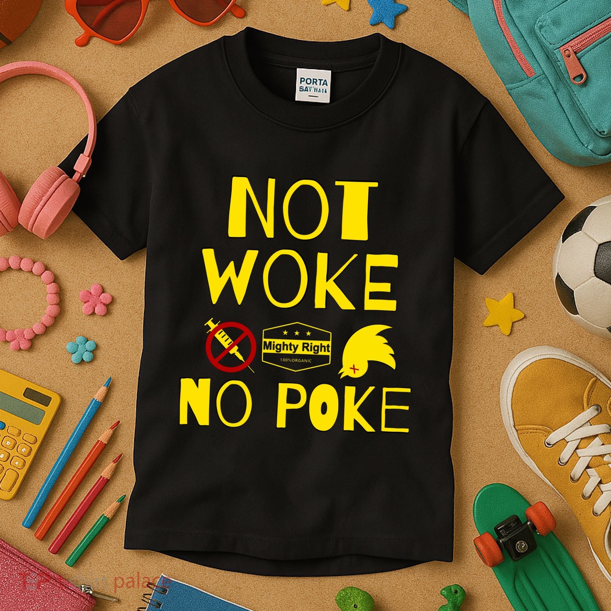 Not Woke, No Poke Kids T-Shirt