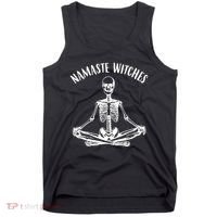 Namaste Witches Skeleton Halloween Yoga Tank Top thumb 0