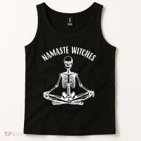 Namaste Witches Skeleton Halloween Yoga Tank Top thumb 2