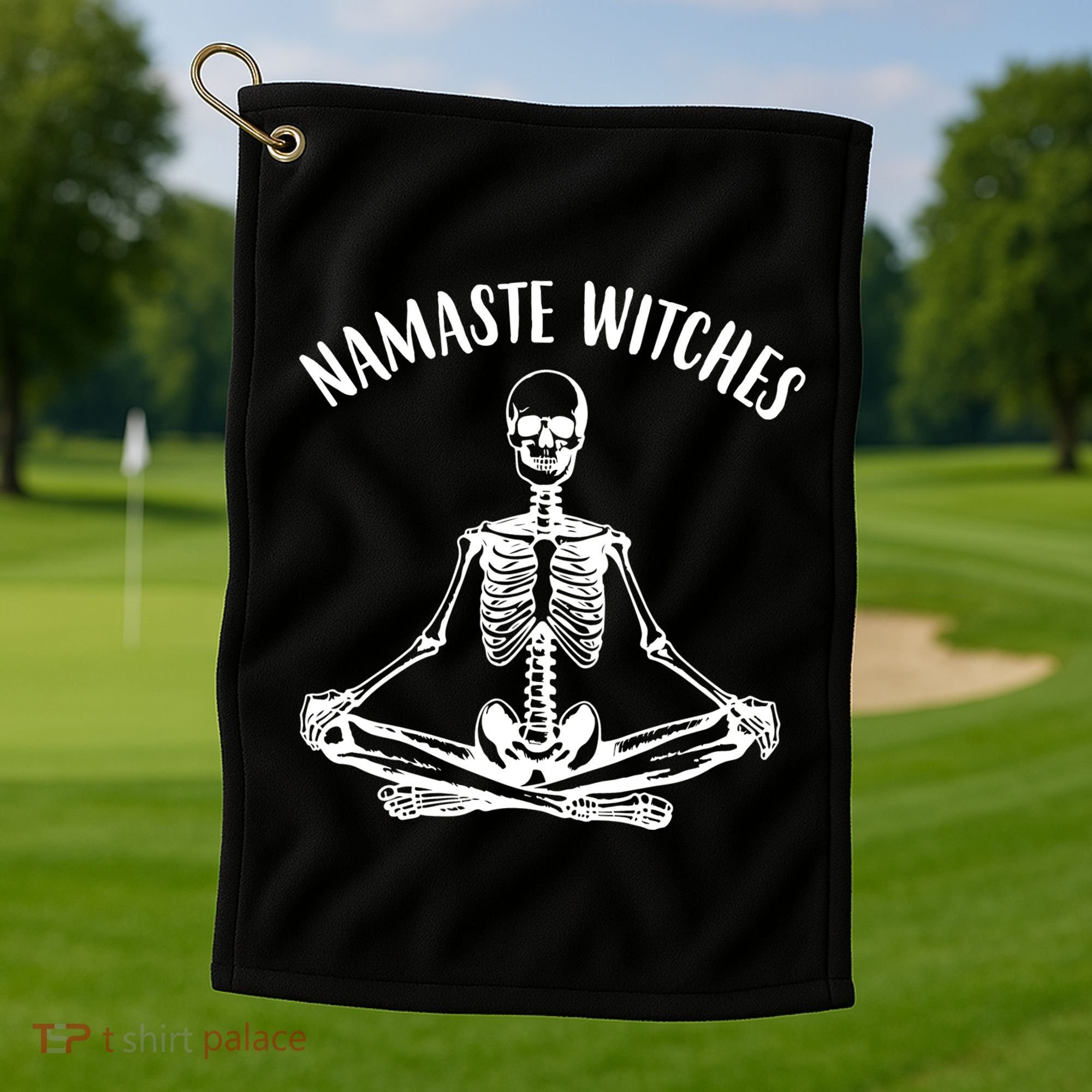 Namaste Witches Skeleton Halloween Yoga Golf Towel