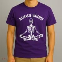 Namaste Witches Skeleton Halloween Yoga T-Shirt thumb 3