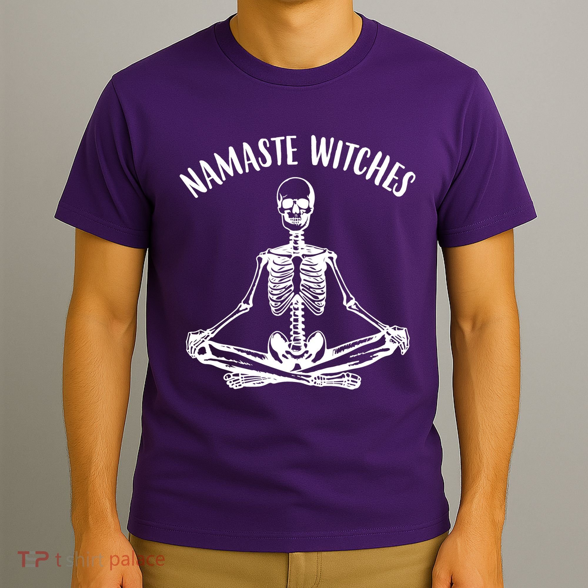 Namaste Witches Skeleton Halloween Yoga T-Shirt